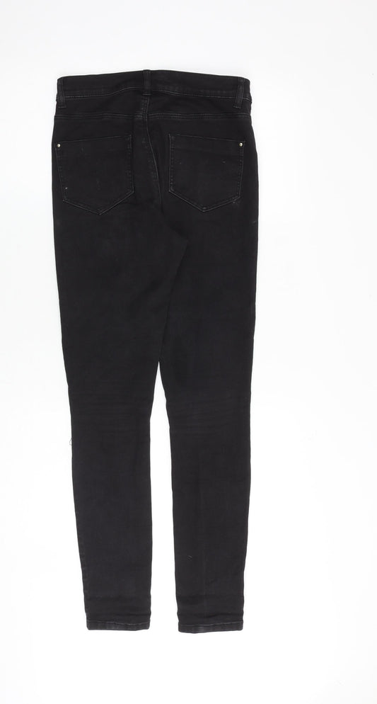Dorothy Perkins Womens Black Cotton Skinny Jeans Size 10 L29 in Regular Zip
