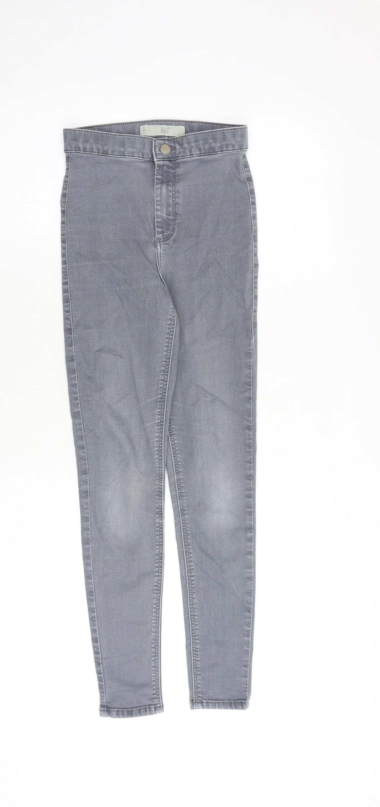 Topshop Womens Grey Cotton Skinny Jeans Size 25 in L30 in Regular Zip
