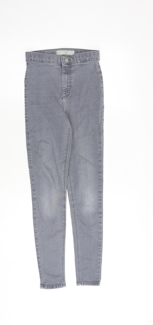 Topshop Womens Grey Cotton Skinny Jeans Size 25 in L30 in Regular Zip