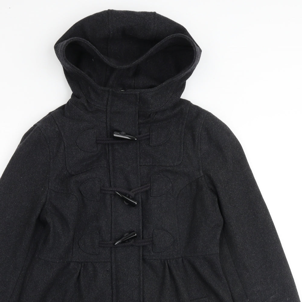 H&M Womens Grey Pea Coat Coat Size 6 Hook & Loop