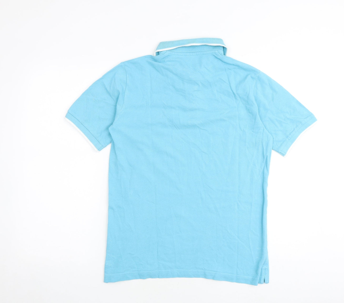 Cotton Traders Mens Blue 100% Cotton Polo Size S Collared Button