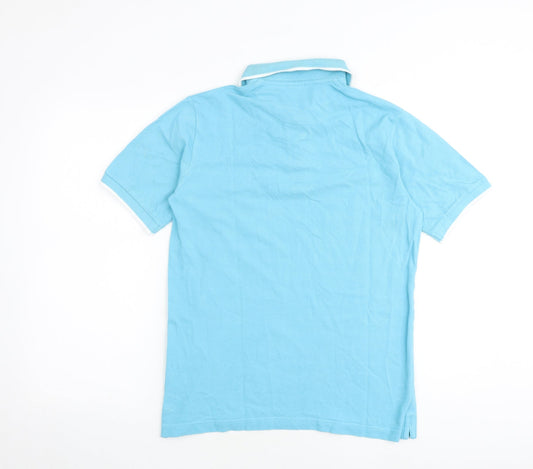 Cotton Traders Mens Blue 100% Cotton Polo Size S Collared Button