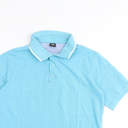Cotton Traders Mens Blue 100% Cotton Polo Size S Collared Button