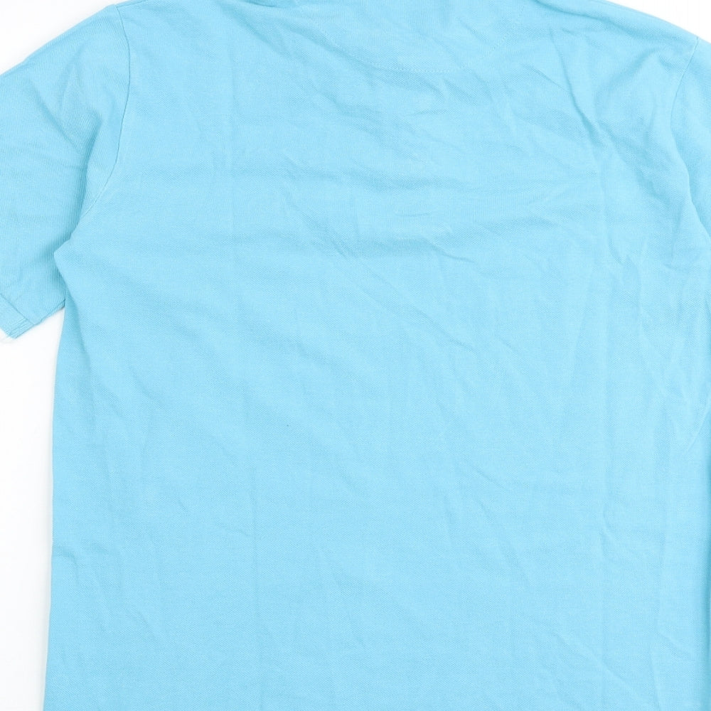 Cotton Traders Mens Blue 100% Cotton Polo Size S Collared Button