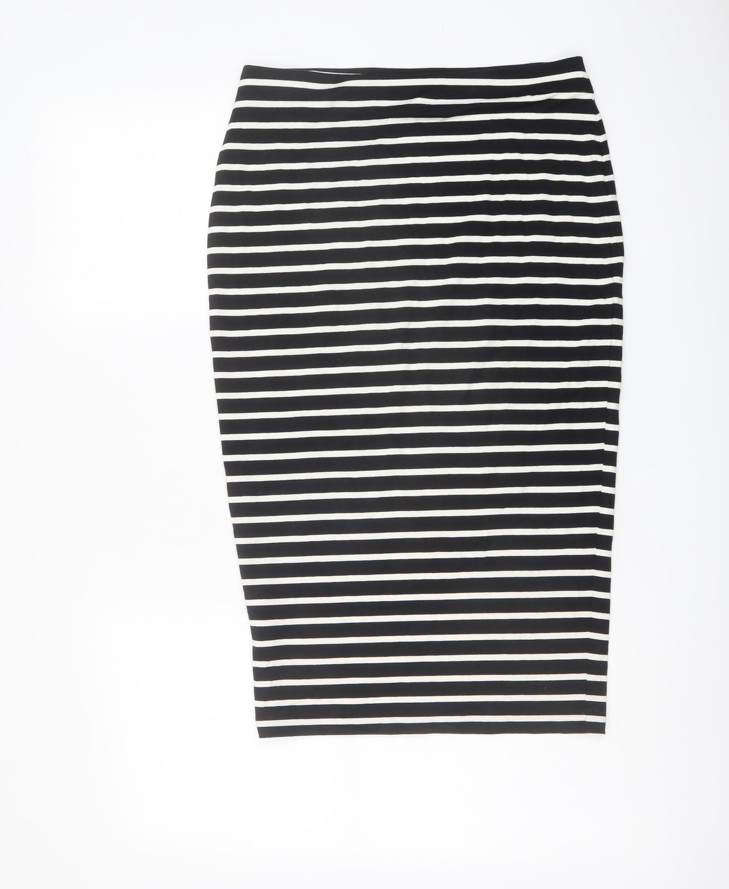 Marks and Spencer Womens Black Striped Viscose Bandage Skirt Size 8