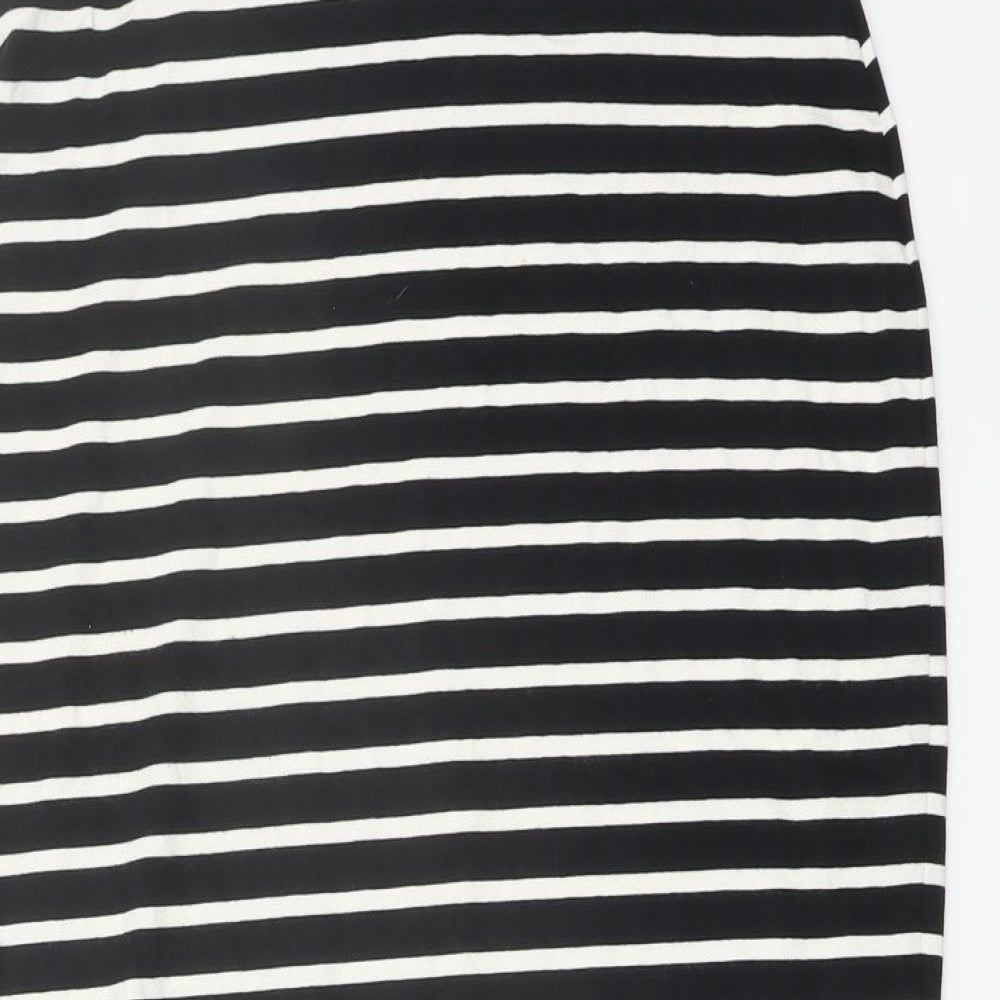 Marks and Spencer Womens Black Striped Viscose Bandage Skirt Size 8