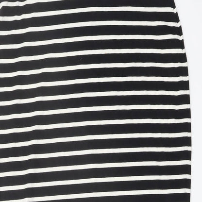 Marks and Spencer Womens Black Striped Viscose Bandage Skirt Size 8