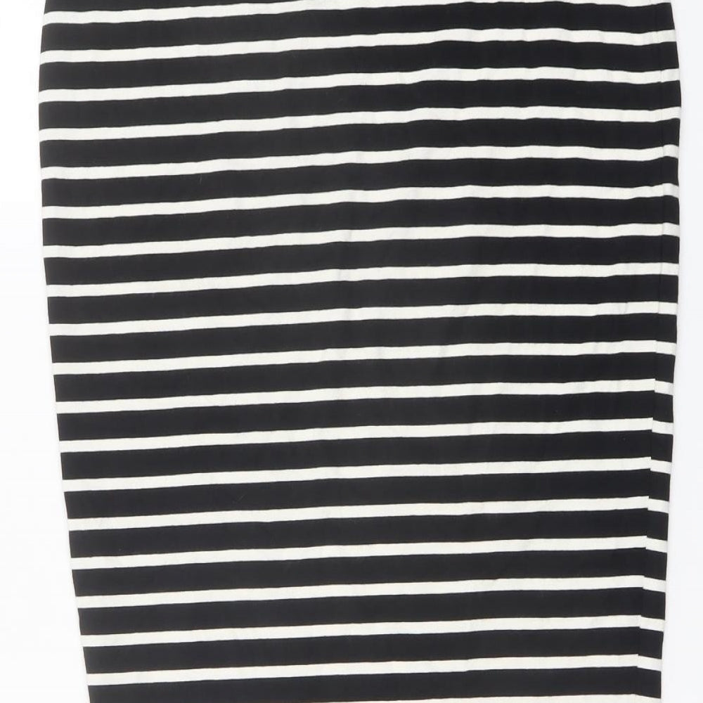 Marks and Spencer Womens Black Striped Viscose Bandage Skirt Size 8