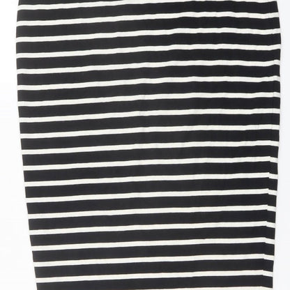 Marks and Spencer Womens Black Striped Viscose Bandage Skirt Size 8