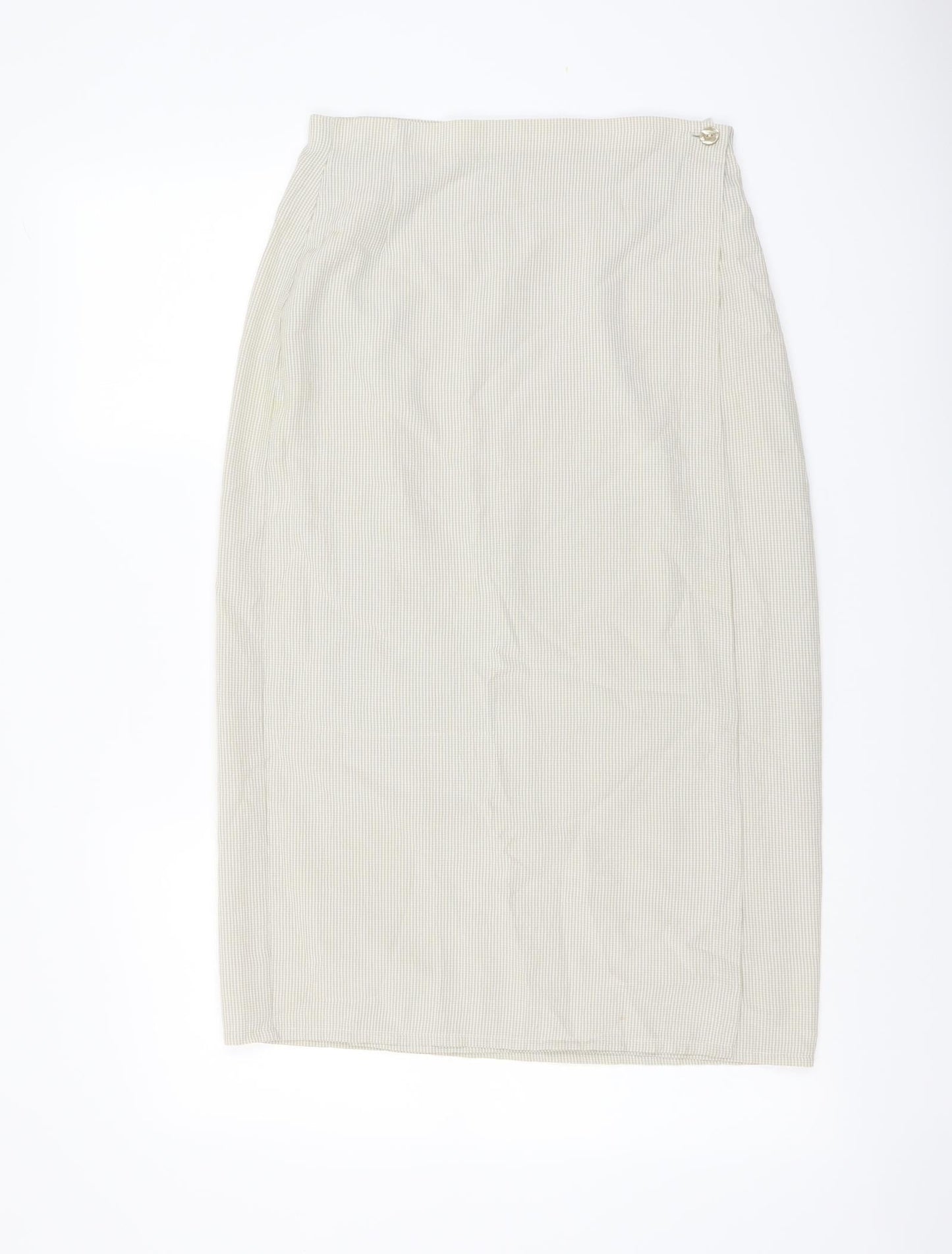 Marks and Spencer Womens Beige Geometric Viscose Wrap Skirt Size 10 Button