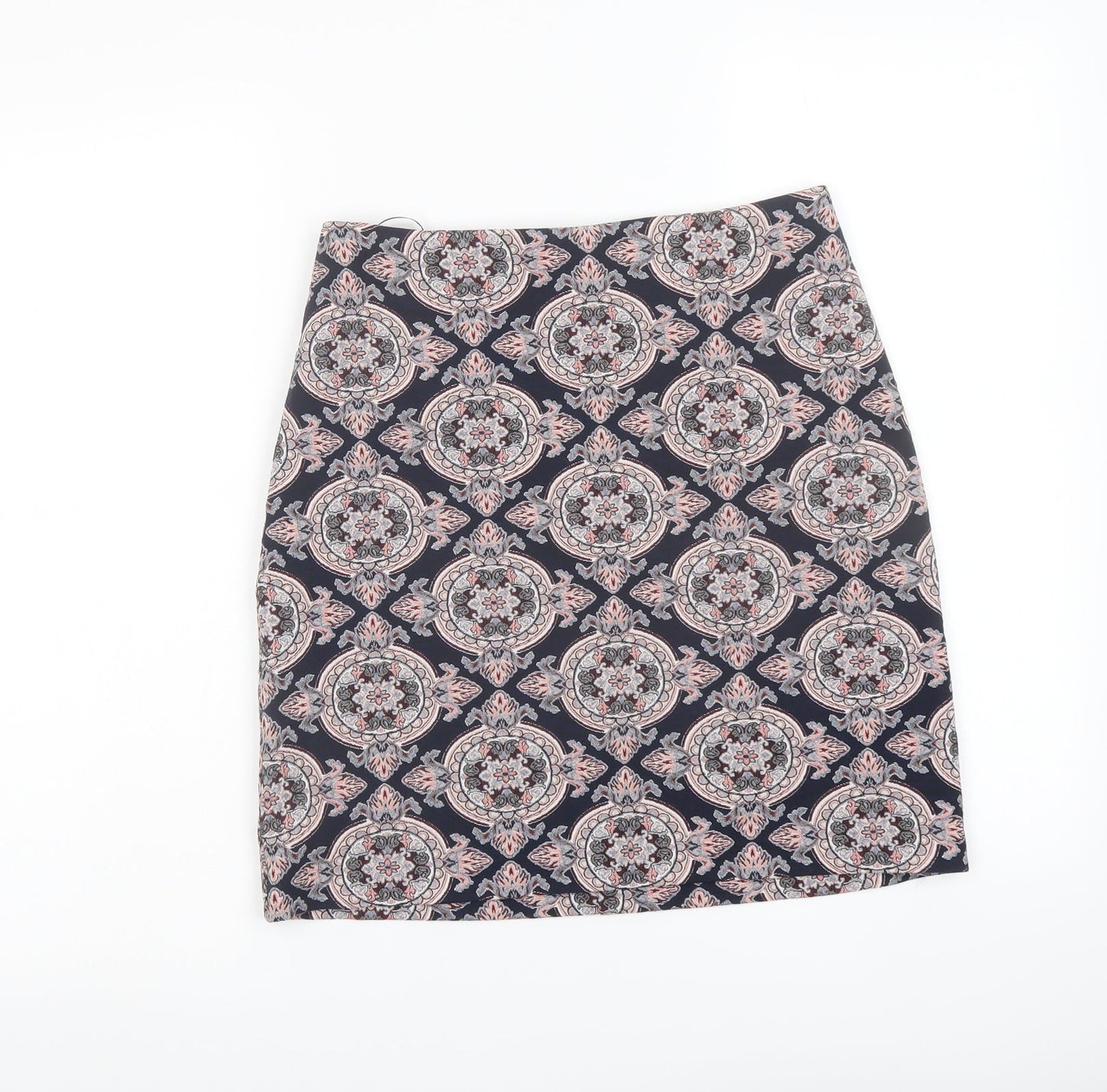 Dorothy Perkins Womens Multicoloured Geometric Polyester A-Line Skirt Size 8 Zip