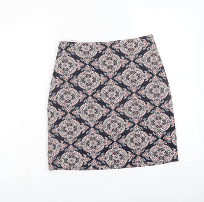Dorothy Perkins Womens Multicoloured Geometric Polyester A-Line Skirt Size 8 Zip