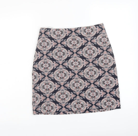 Dorothy Perkins Womens Multicoloured Geometric Polyester A-Line Skirt Size 8 Zip