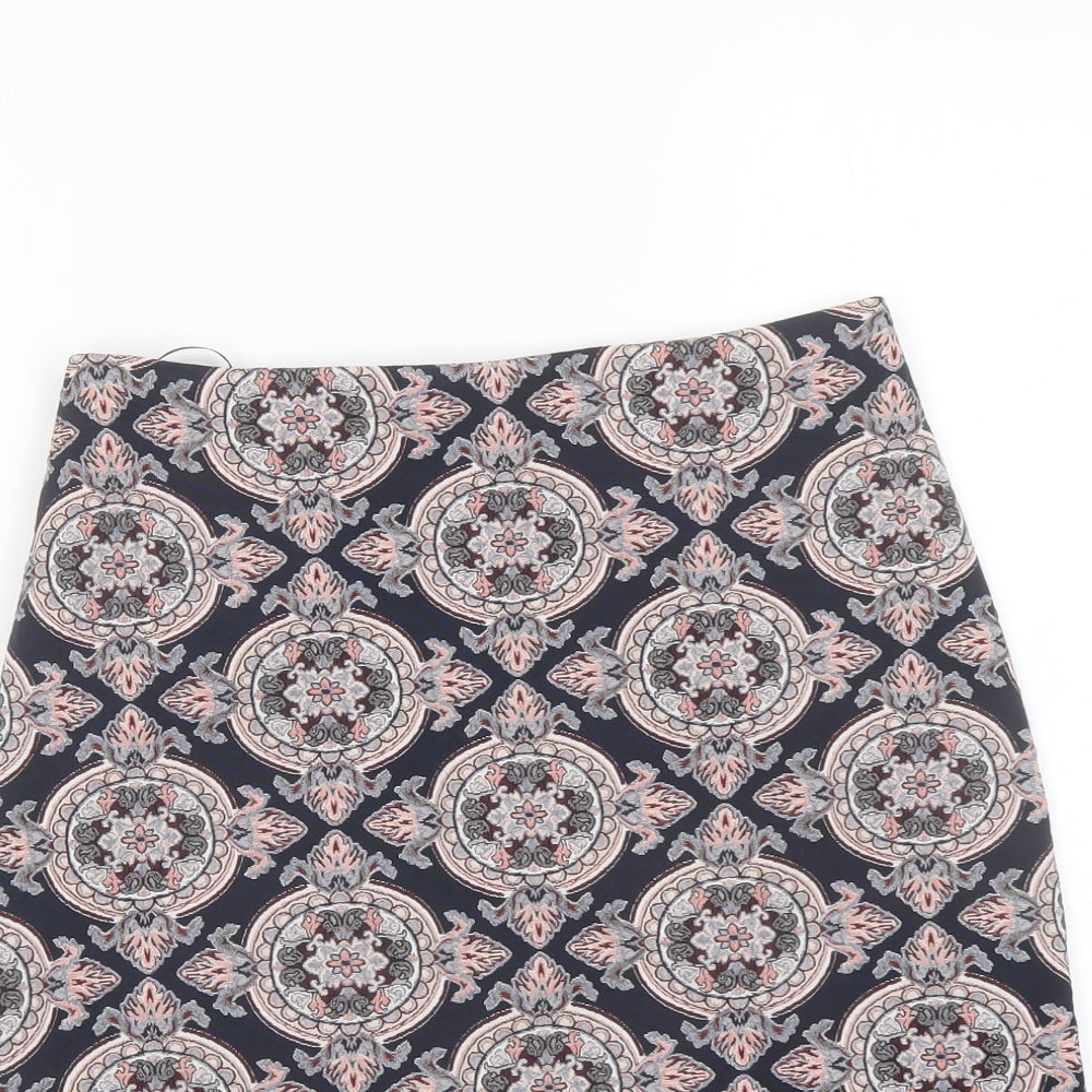 Dorothy Perkins Womens Multicoloured Geometric Polyester A-Line Skirt Size 8 Zip
