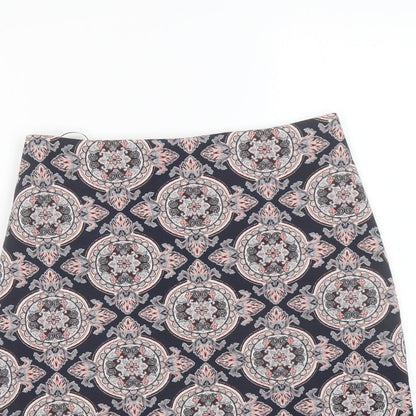 Dorothy Perkins Womens Multicoloured Geometric Polyester A-Line Skirt Size 8 Zip