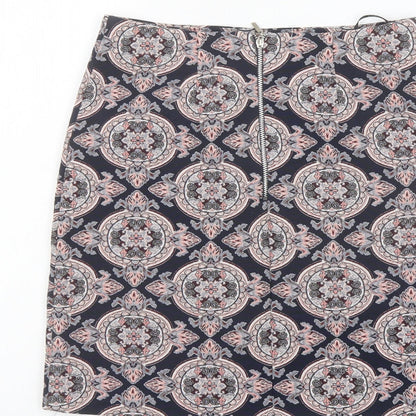 Dorothy Perkins Womens Multicoloured Geometric Polyester A-Line Skirt Size 8 Zip