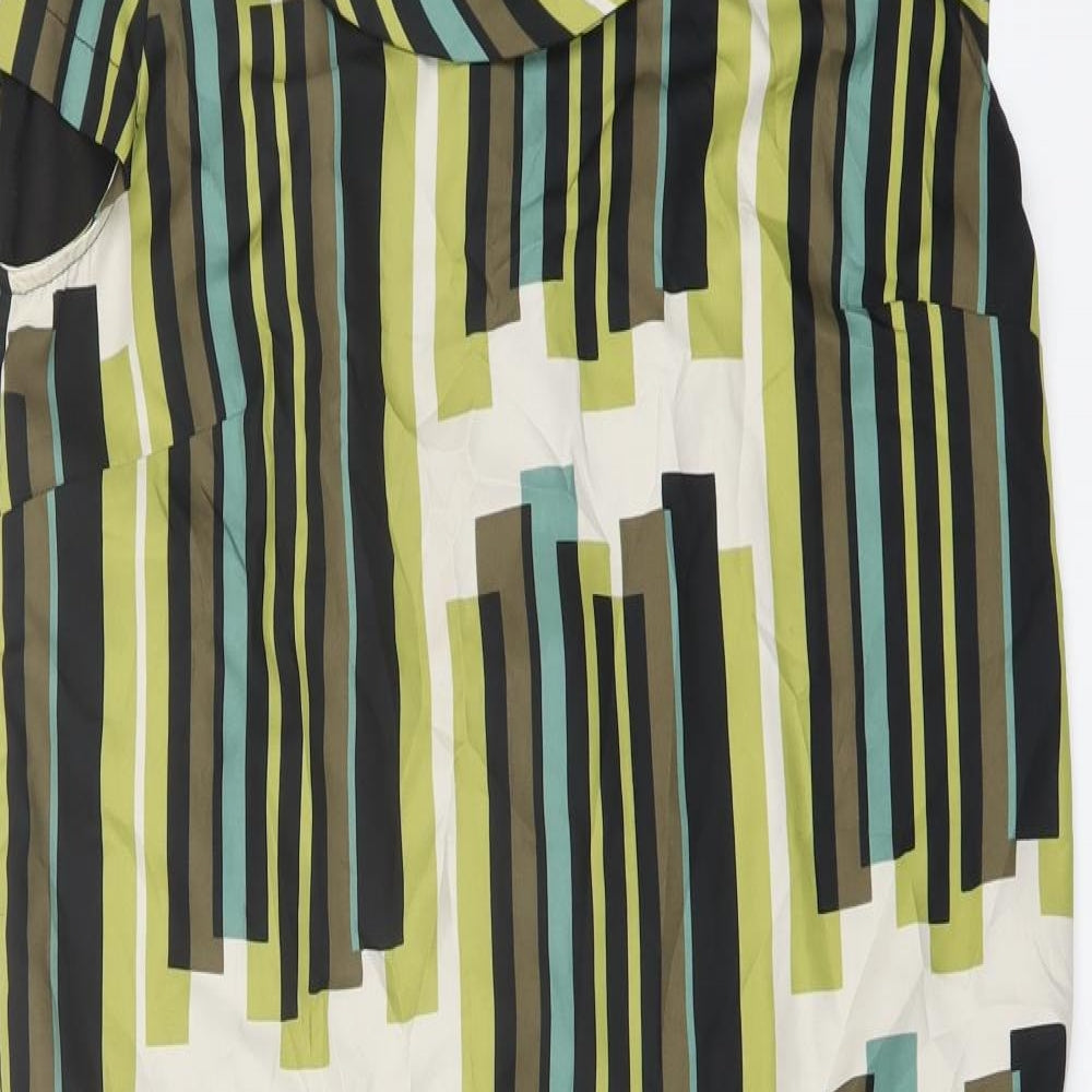 NEXT Womens Green Geometric Polyester Sheath Size 12 Collared Button