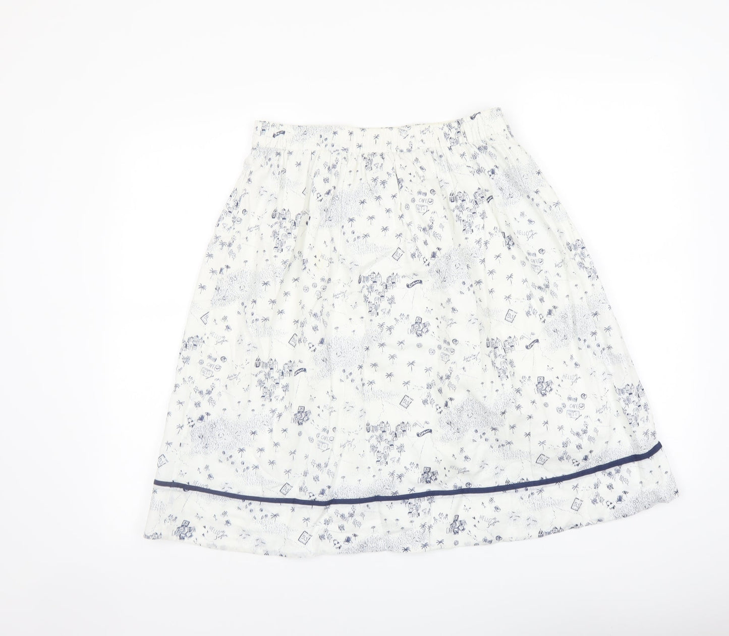 Crew Clothing Womens Ivory Geometric Cotton A-Line Skirt Size 8