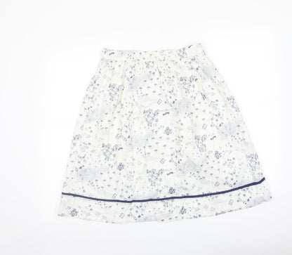 Crew Clothing Womens Ivory Geometric Cotton A-Line Skirt Size 8