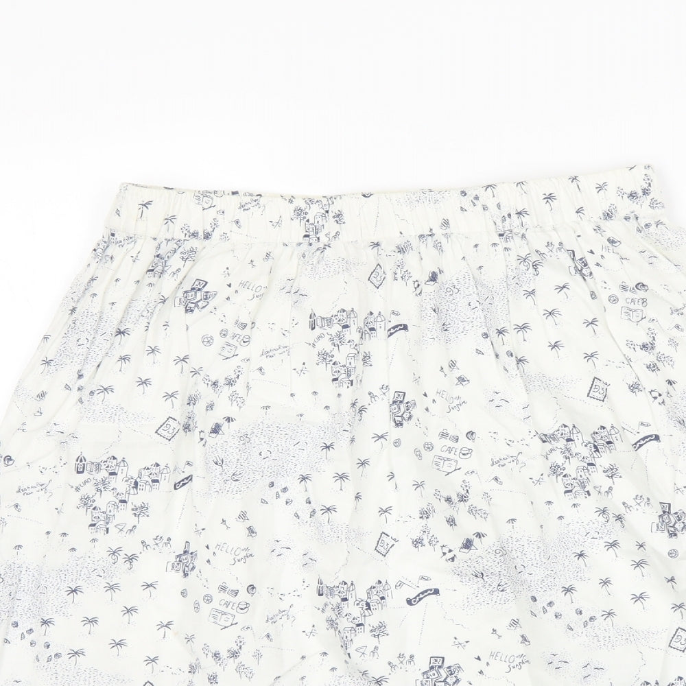 Crew Clothing Womens Ivory Geometric Cotton A-Line Skirt Size 8