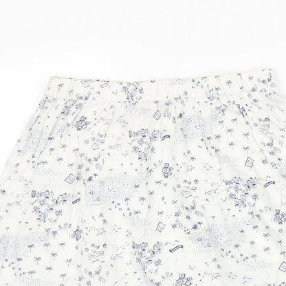 Crew Clothing Womens Ivory Geometric Cotton A-Line Skirt Size 8