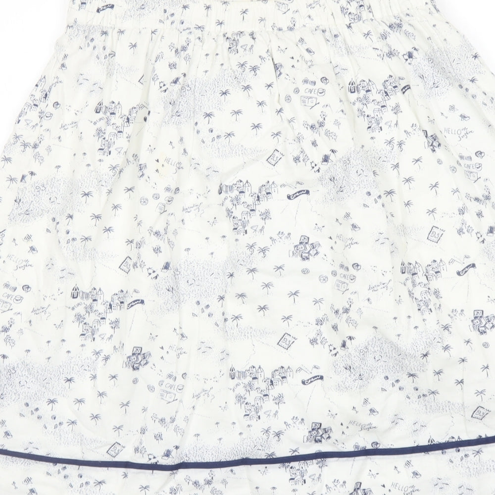 Crew Clothing Womens Ivory Geometric Cotton A-Line Skirt Size 8