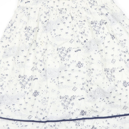 Crew Clothing Womens Ivory Geometric Cotton A-Line Skirt Size 8