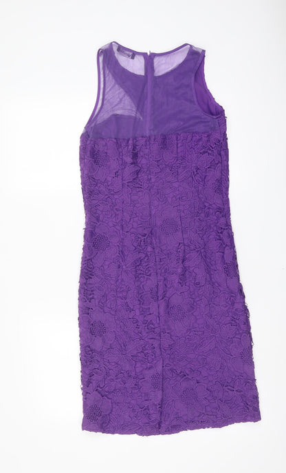 Myleene Klass Womens Purple Polyester Shift Size 8 Round Neck Zip