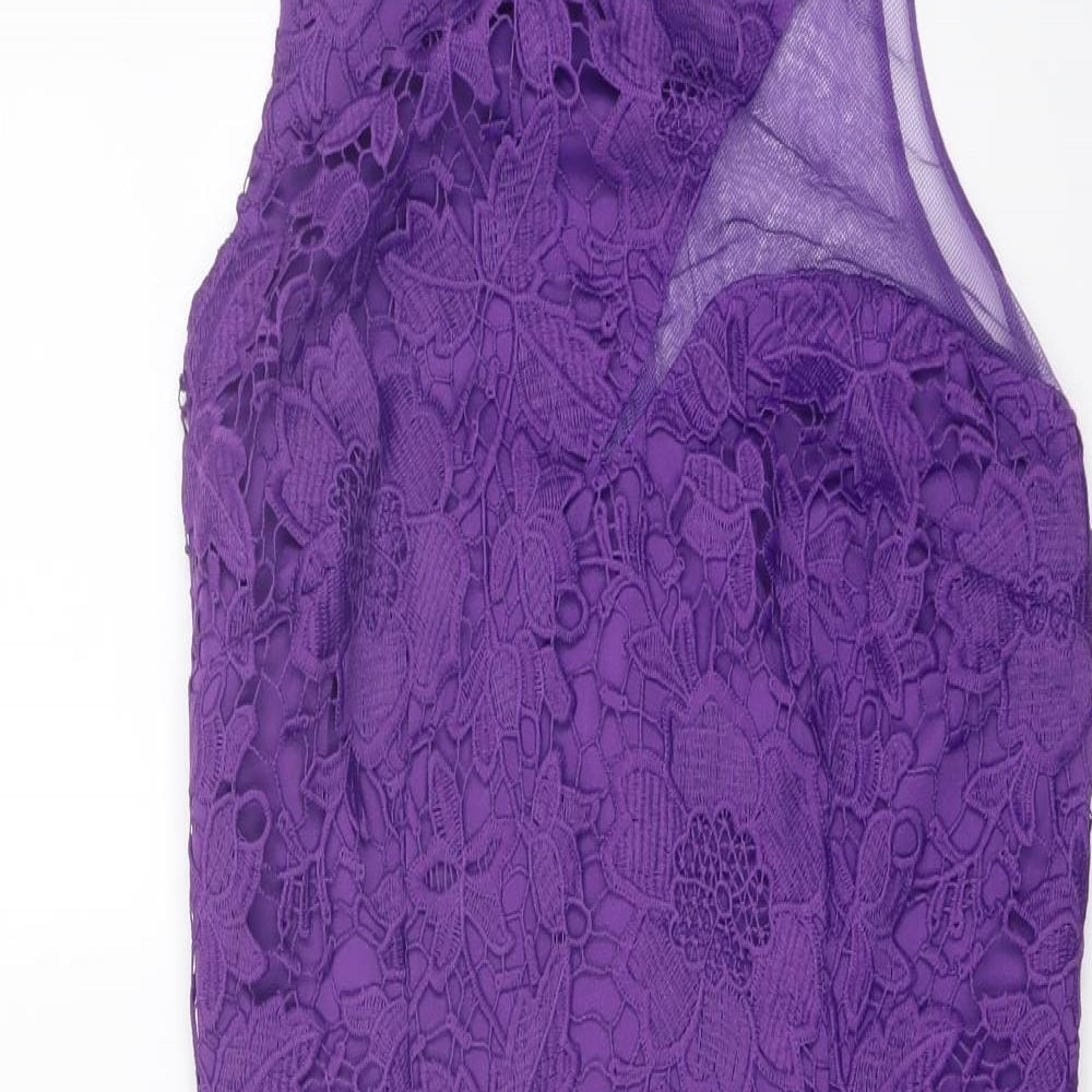 Myleene Klass Womens Purple Polyester Shift Size 8 Round Neck Zip