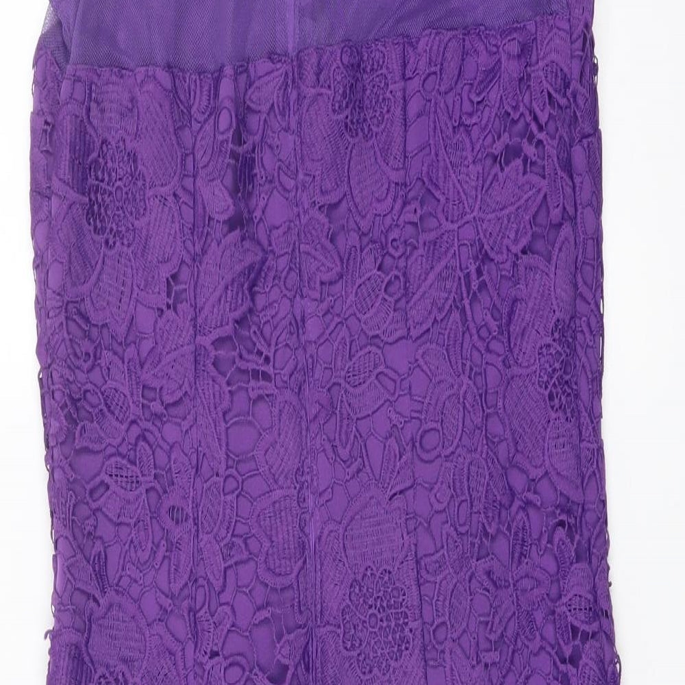 Myleene Klass Womens Purple Polyester Shift Size 8 Round Neck Zip