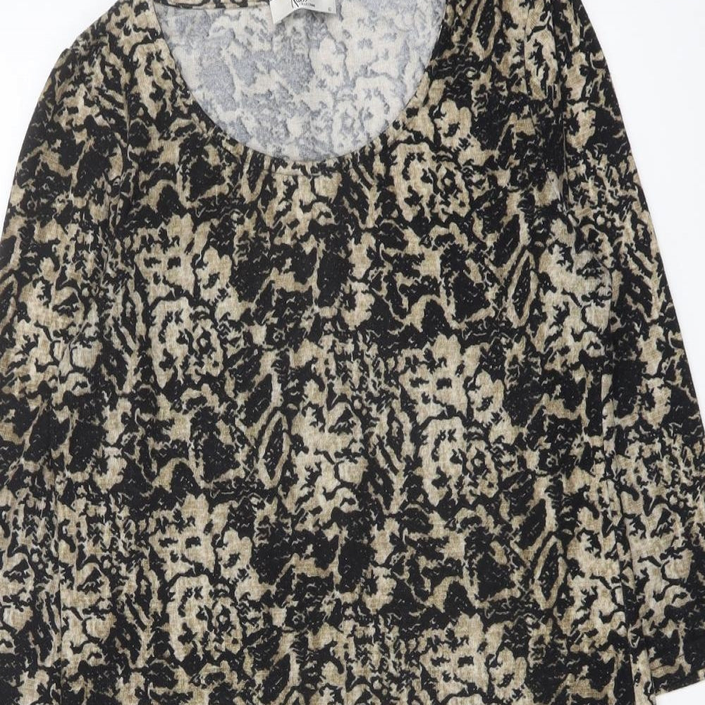 Klass Womens Black Geometric Polyester A-Line Size S Round Neck Pullover