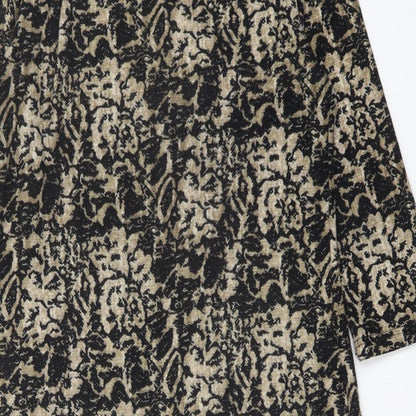 Klass Womens Black Geometric Polyester A-Line Size S Round Neck Pullover