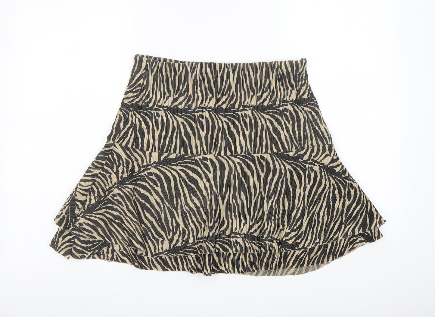 I SAW IT FIRST Womens Beige Animal Print Polyester Skater Skirt Size 12 - Tiger pattern