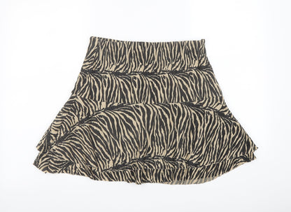 I SAW IT FIRST Womens Beige Animal Print Polyester Skater Skirt Size 12 - Tiger pattern
