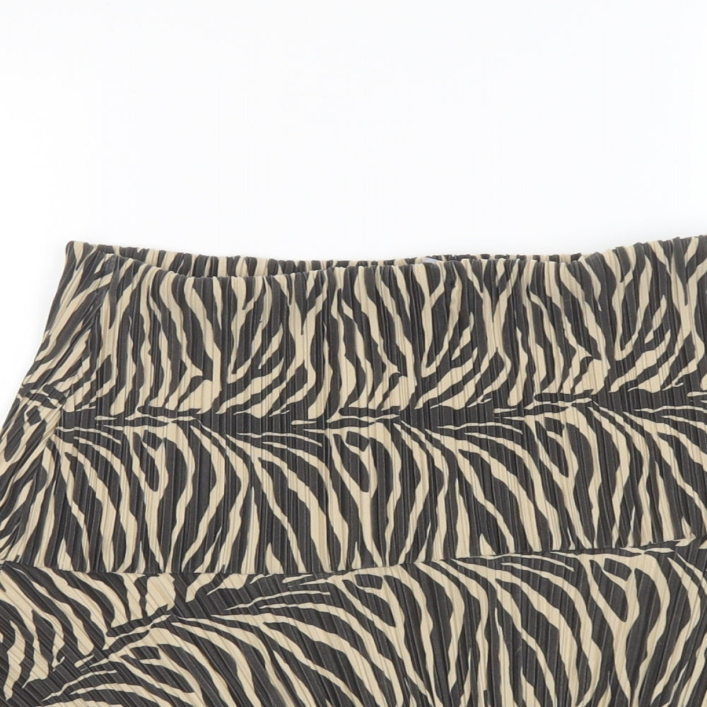 I SAW IT FIRST Womens Beige Animal Print Polyester Skater Skirt Size 12 - Tiger pattern
