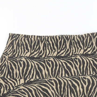 I SAW IT FIRST Womens Beige Animal Print Polyester Skater Skirt Size 12 - Tiger pattern
