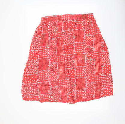 Cotton Traders Womens Red Geometric Viscose Peasant Skirt Size 16
