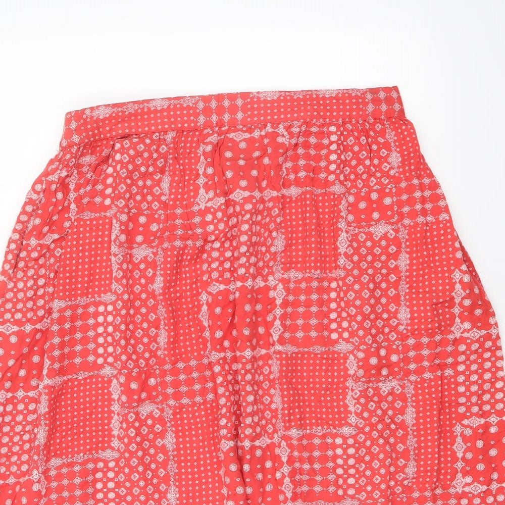 Cotton Traders Womens Red Geometric Viscose Peasant Skirt Size 16