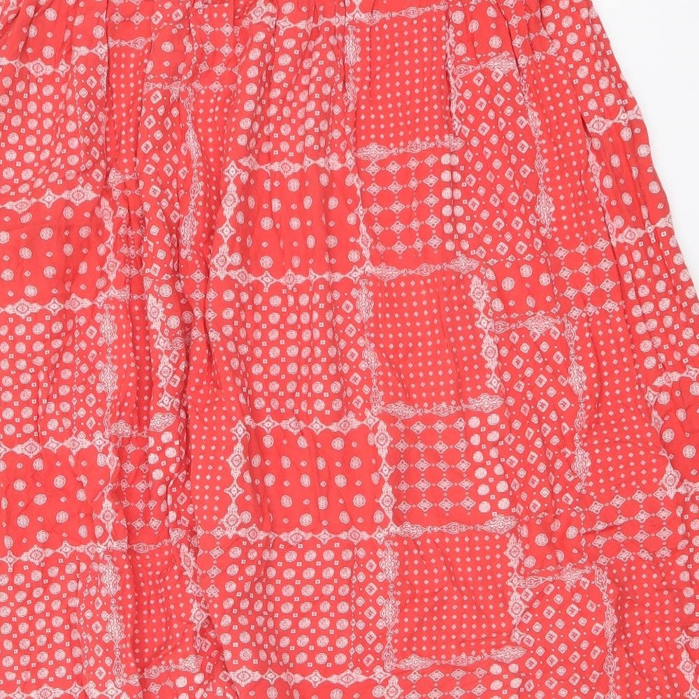 Cotton Traders Womens Red Geometric Viscose Peasant Skirt Size 16