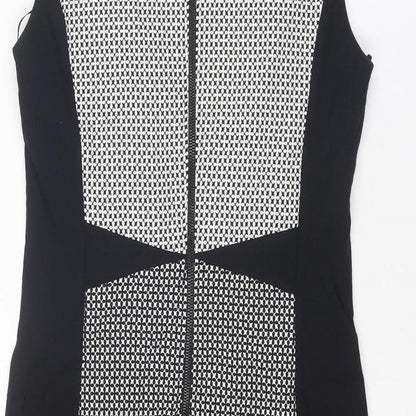 Betty Barclay Womens Black Geometric Cotton Shift Size 12 Round Neck Zip