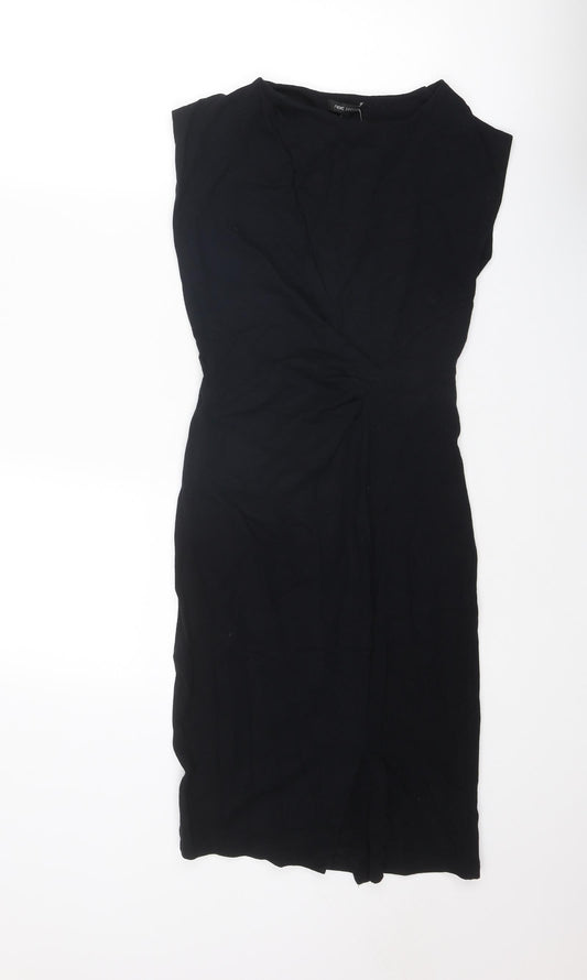 NEXT Womens Black Viscose Shift Size 8 Round Neck Zip