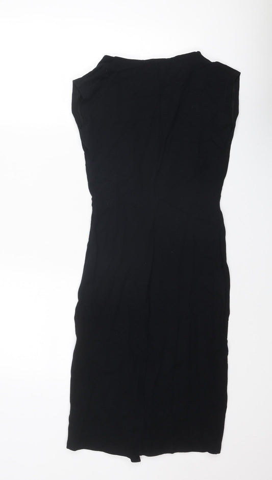 NEXT Womens Black Viscose Shift Size 8 Round Neck Zip