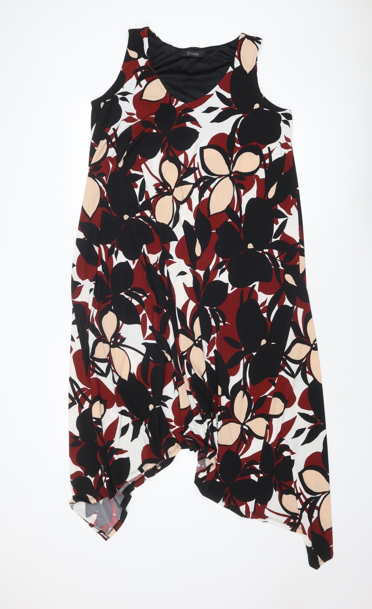 Evans Womens Multicoloured Geometric Polyester A-Line Size 16 V-Neck Pullover