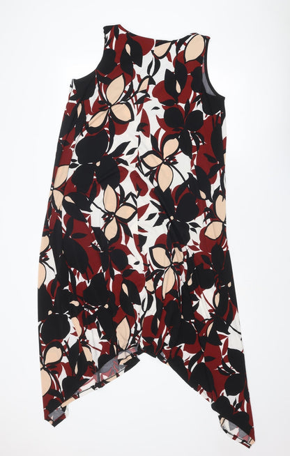 Evans Womens Multicoloured Geometric Polyester A-Line Size 16 V-Neck Pullover