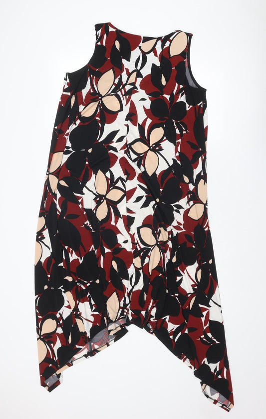 Evans Womens Multicoloured Geometric Polyester A-Line Size 16 V-Neck Pullover