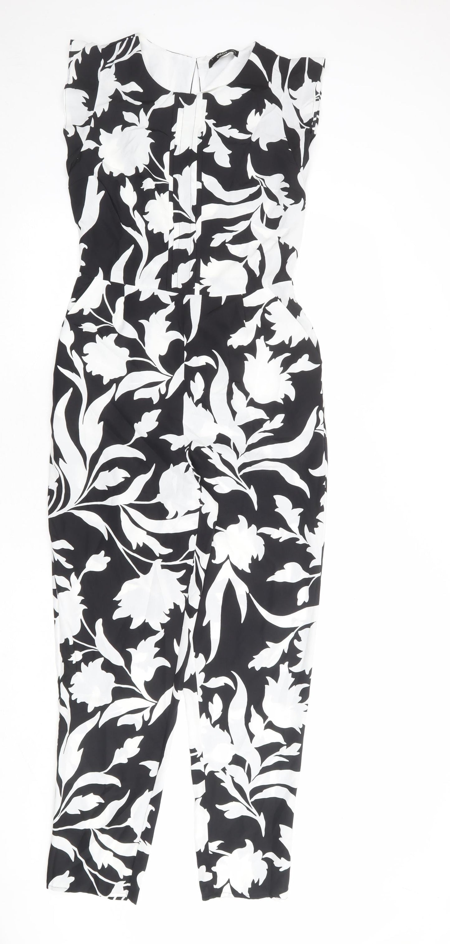 Oasis Womens Black Floral Polyester Jumpsuit One-Piece Size 8 L28 in Button