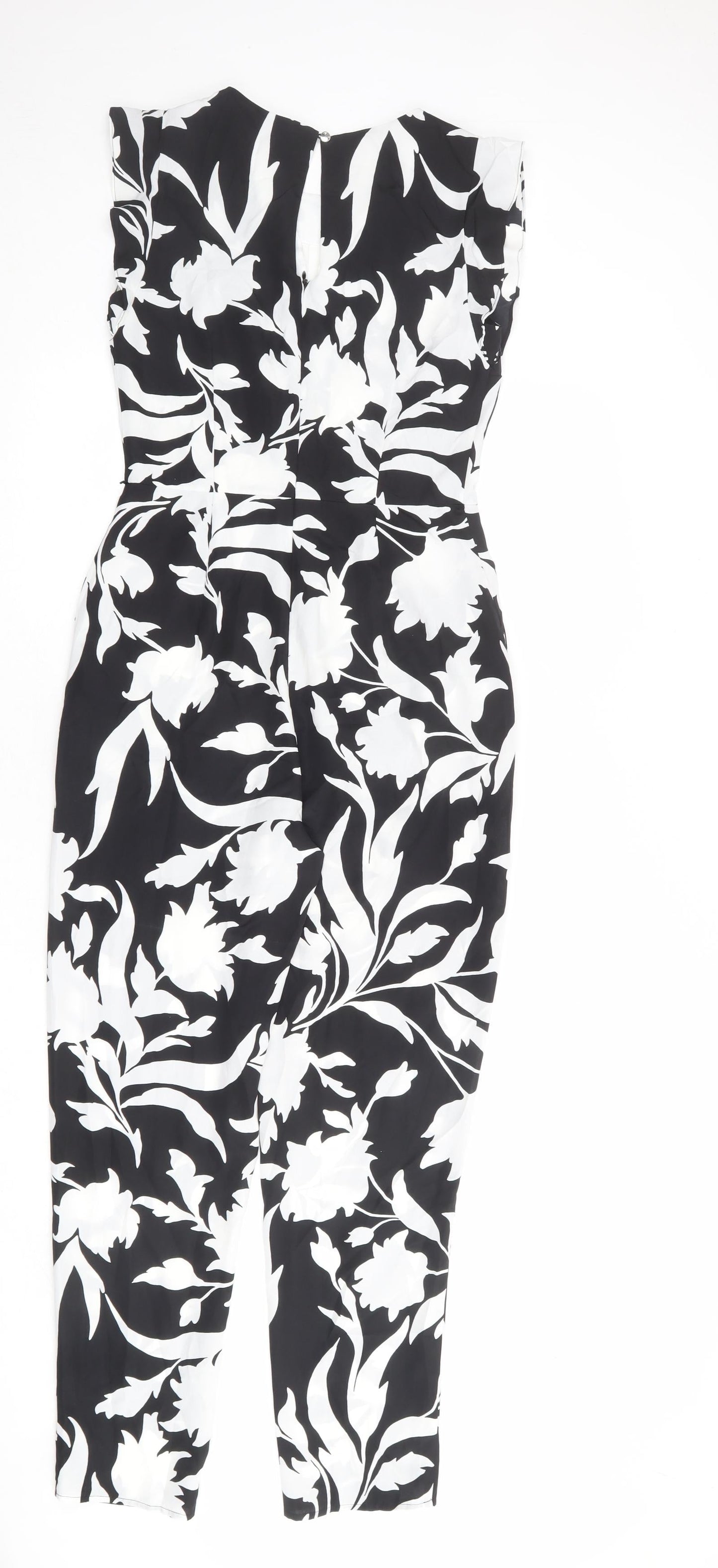 Oasis Womens Black Floral Polyester Jumpsuit One-Piece Size 8 L28 in Button