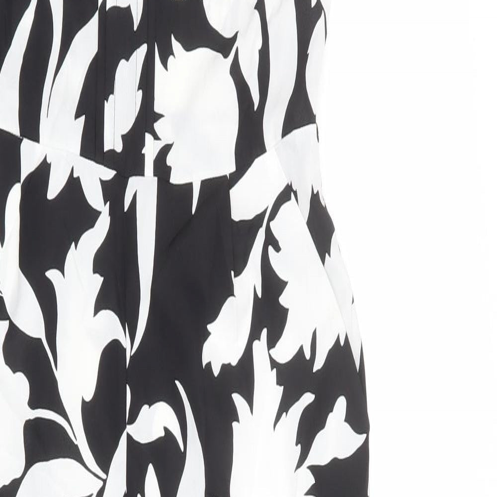 Oasis Womens Black Floral Polyester Jumpsuit One-Piece Size 8 L28 in Button