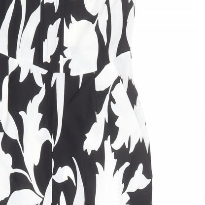 Oasis Womens Black Floral Polyester Jumpsuit One-Piece Size 8 L28 in Button