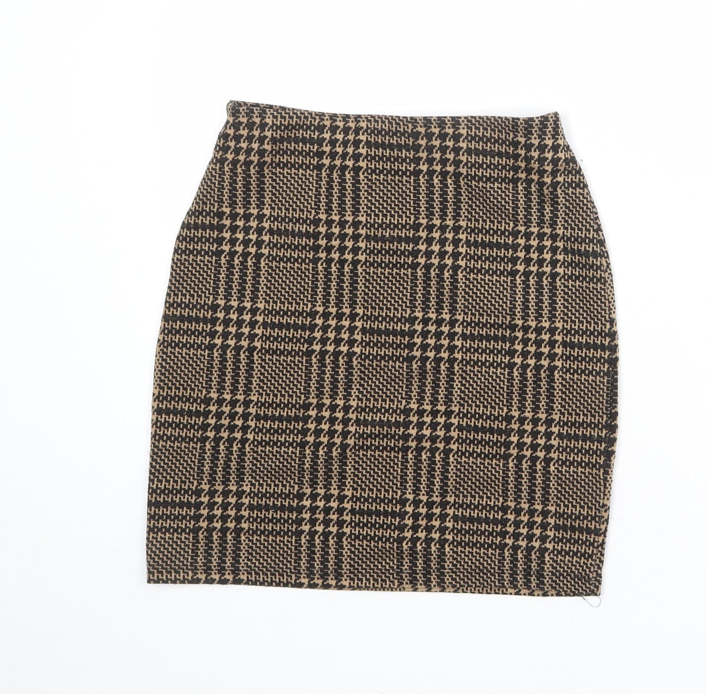 New Look Womens Black Geometric Polyester A-Line Skirt Size 6 - Houndstooth pattern